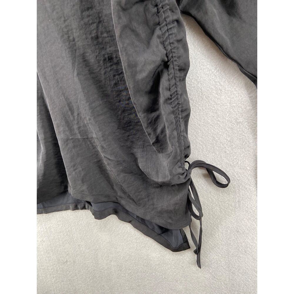 NWT Open Edit Shirt Women's Sz Small Black One Shoulder Ruched Side with Ties - Picture 2 of 12
